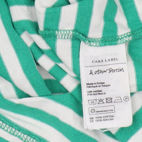 & Other Stories Women's Green Striped Ringer T-Shirt