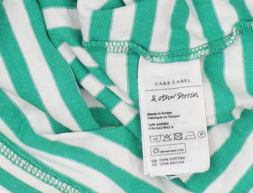 & Other Stories Women's Green Striped Ringer T-Shirt