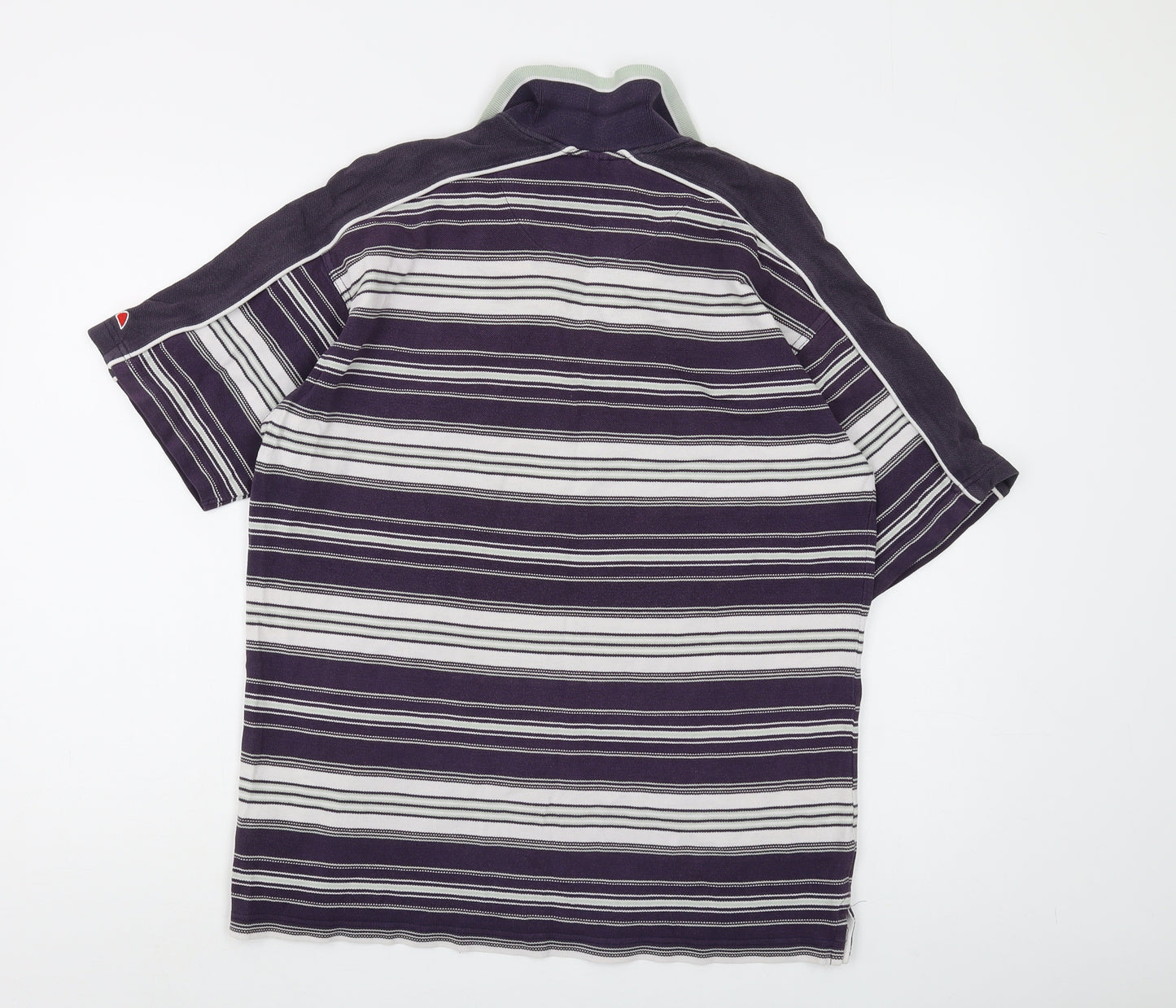 Ellesse Men's Purple Striped Polo Shirt, Medium