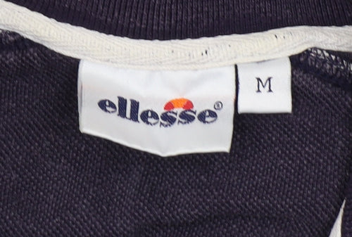 Ellesse Men's Purple Striped Polo Shirt, Medium