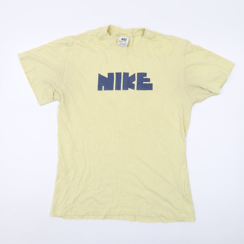 Nike Men's Yellow Cotton T-Shirt, Short Sleeve, Size S