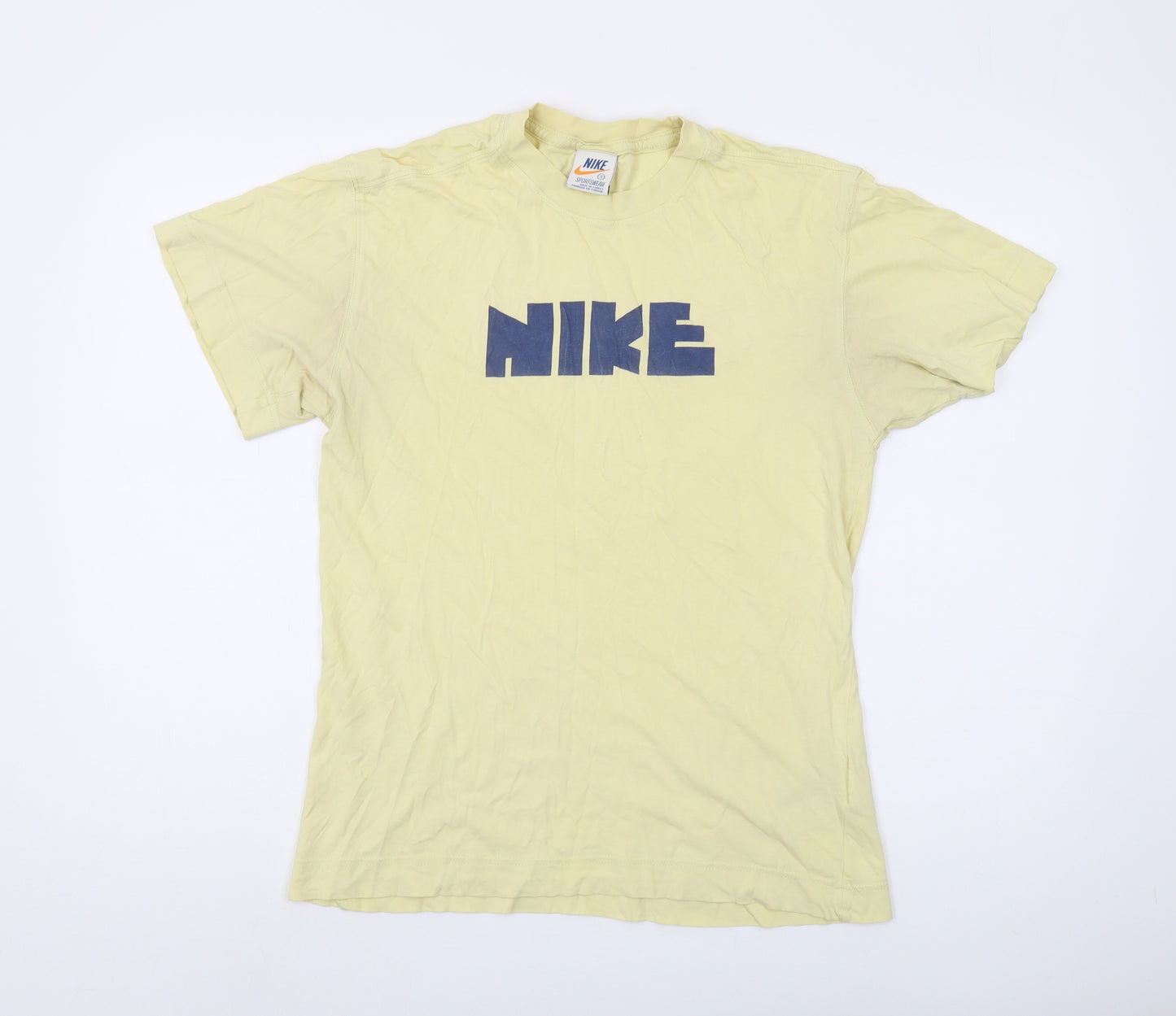 Nike Men's Yellow Cotton T-Shirt, Short Sleeve, Size S