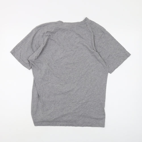 DKNY Grey Men's T-Shirt - Medium, Cotton, Logo Accent