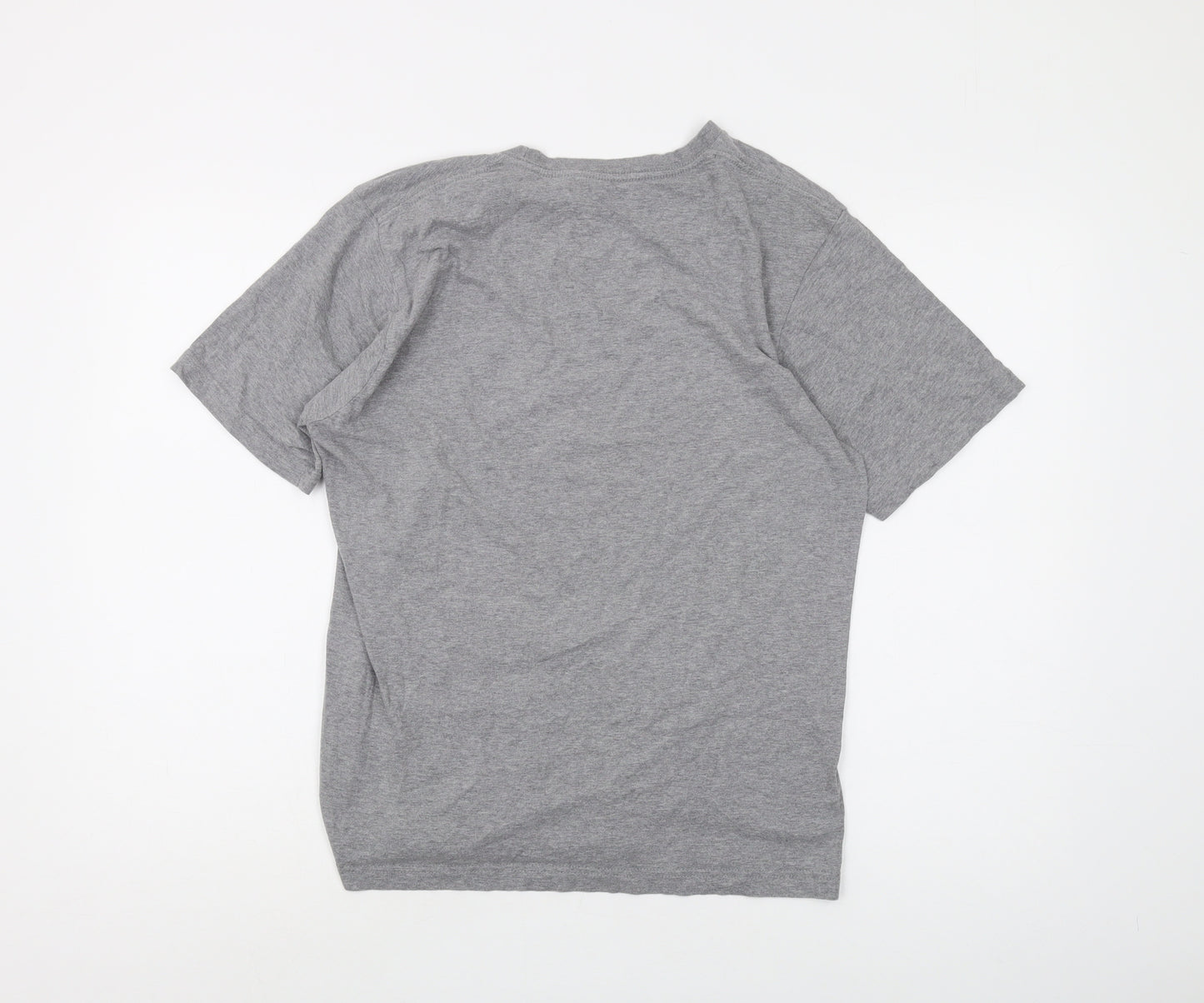 DKNY Grey Men's T-Shirt - Medium, Cotton, Logo Accent