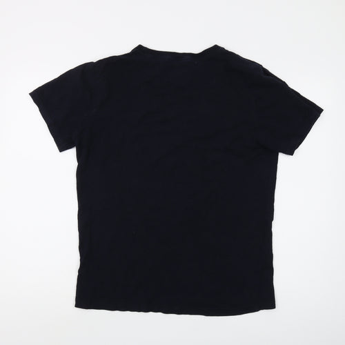 Hikaro Men's Black Crew Neck T-Shirt, Size S