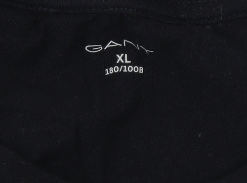 Gant Men's Black XL Crew Neck Logo T-Shirt