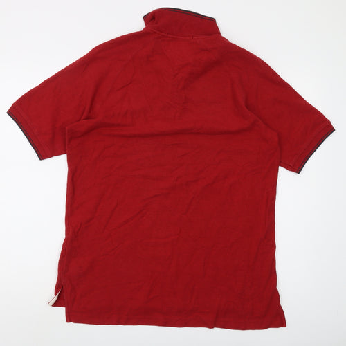 Tommy Hilfiger Men's Red Polo Shirt - Medium, Casual Style