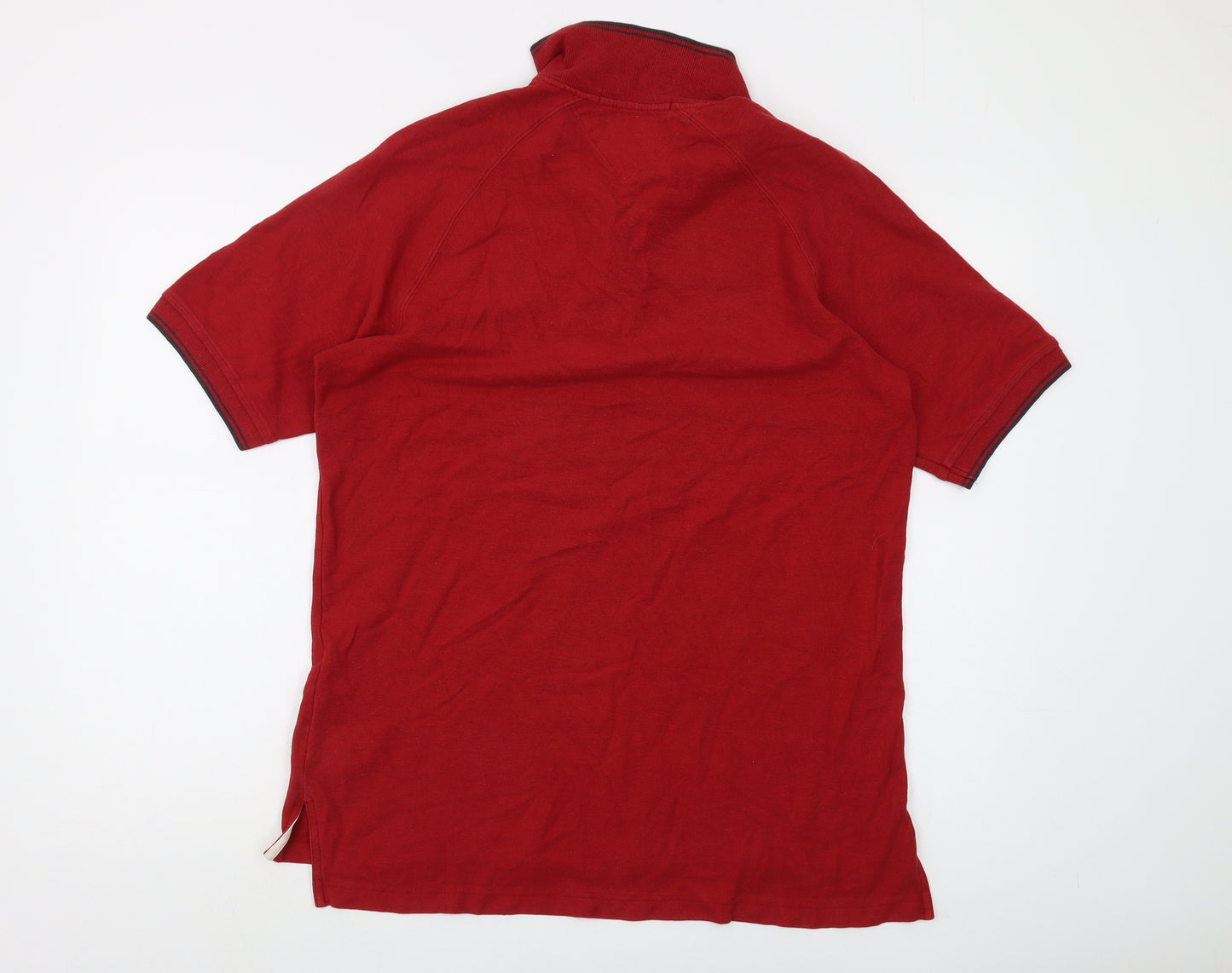 Tommy Hilfiger Men's Red Polo Shirt - Medium, Casual Style