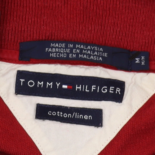 Tommy Hilfiger Men's Red Polo Shirt - Medium, Casual Style