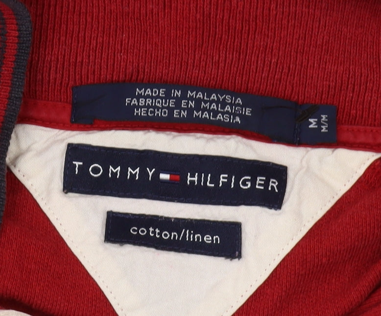 Tommy Hilfiger Men's Red Polo Shirt - Medium, Casual Style