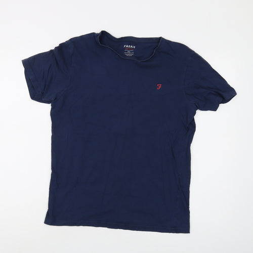 Farah Men's Blue T-Shirt, Size S, Comfortable Cotton