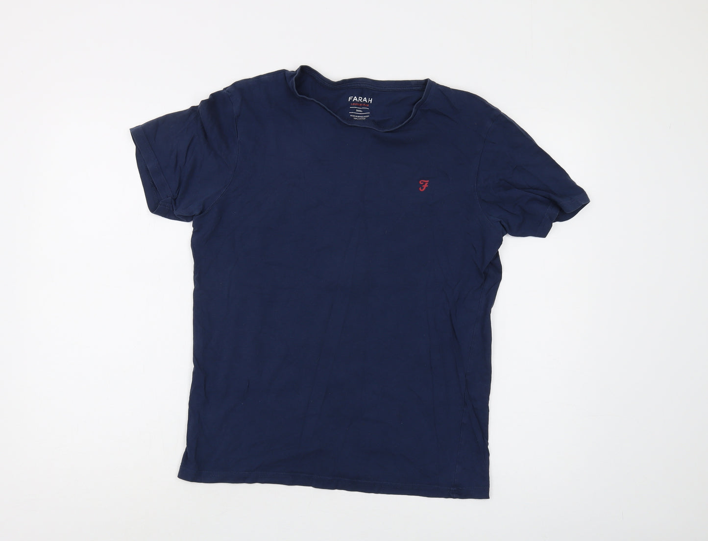 Farah Men's Blue T-Shirt, Size S, Comfortable Cotton