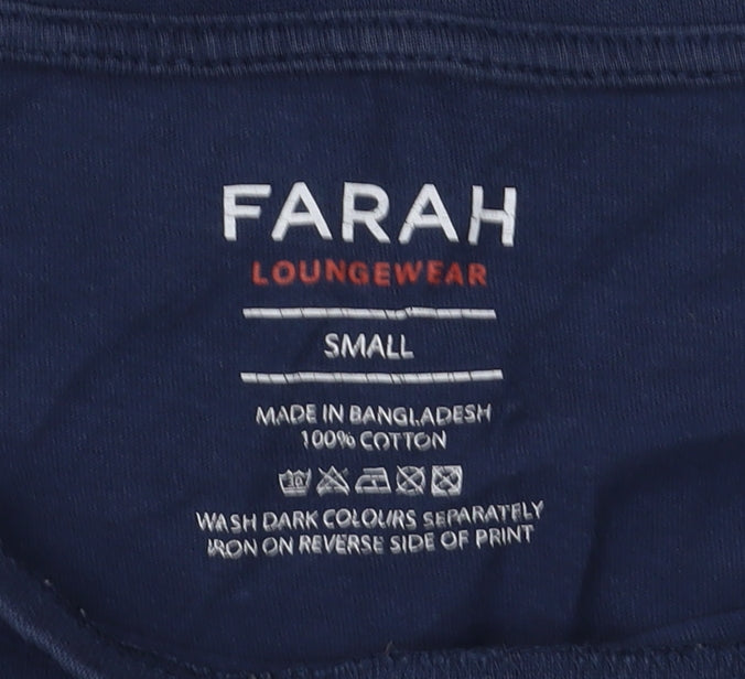 Farah Men's Blue T-Shirt, Size S, Comfortable Cotton