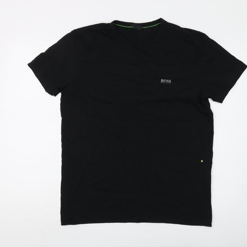 Hugo Boss Men's Black T-Shirt, Size L, Classic Logo