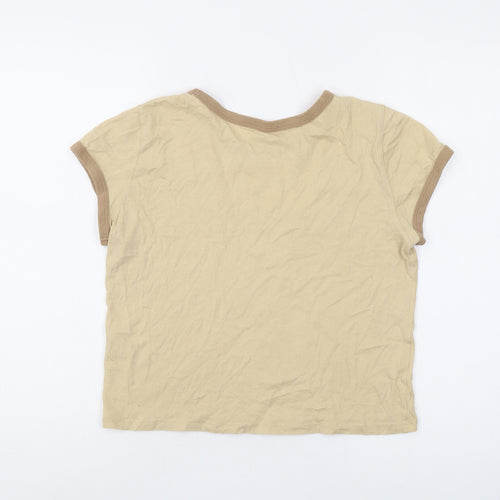 Hollister Women's Beige Ringer T-Shirt M