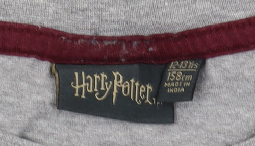 Harry Potter Boys Grey Graphic Print Long Sleeve T-Shirt 12-13Y