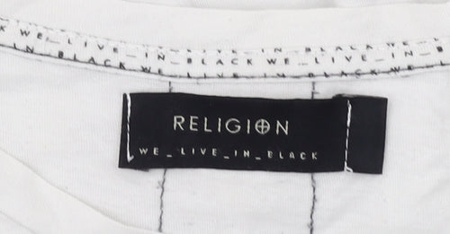 Religion Men's White Crew Neck T-Shirt Size L