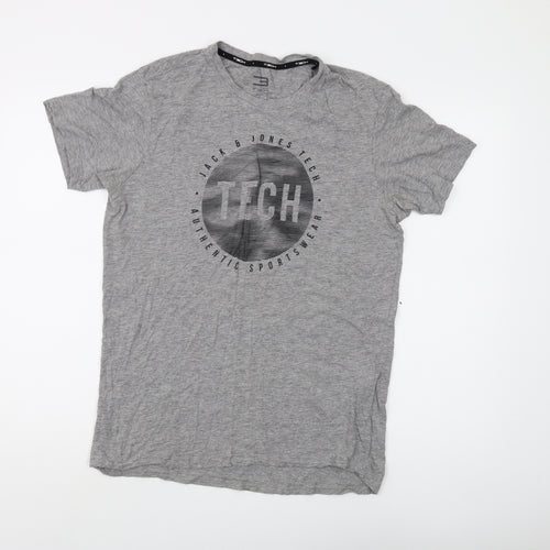 Jack & Jones Men's Grey Graphic Print T-Shirt M