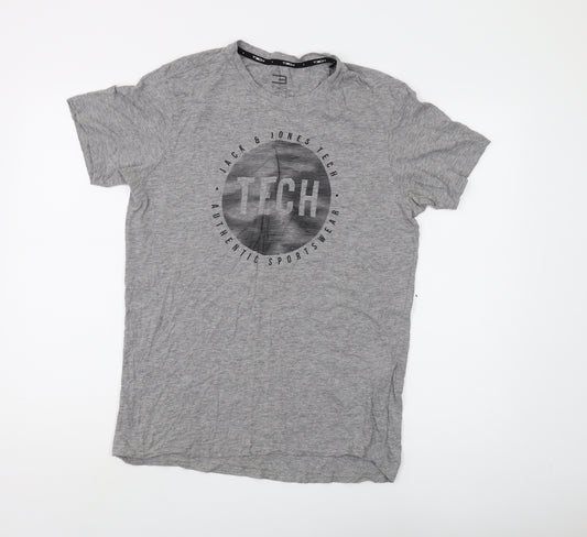 Jack & Jones Men's Grey Graphic Print T-Shirt M