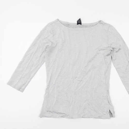 Gap Women's Grey Boat Neck T-Shirt, Size M, 3/4 Sleeve