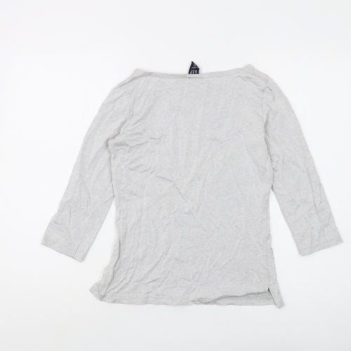 Gap Women's Grey Boat Neck T-Shirt, Size M, 3/4 Sleeve