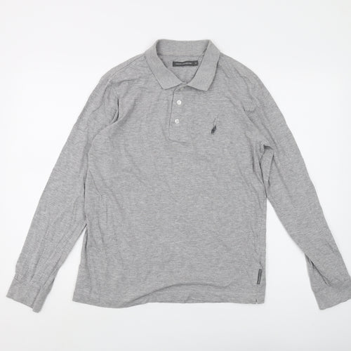 French Connection Men's Grey Long Sleeve Polo M