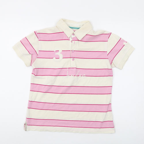 Joules Women's Pink Striped Polo Size 12