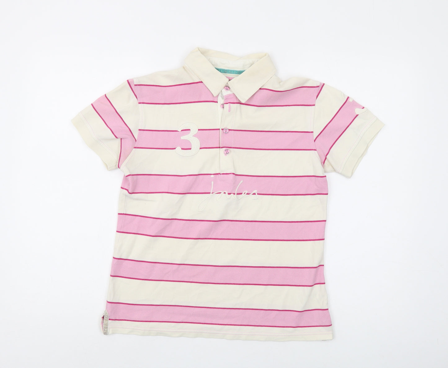 Joules Women's Pink Striped Polo Size 12
