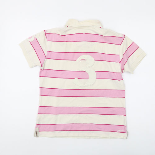 Joules Women's Pink Striped Polo Size 12