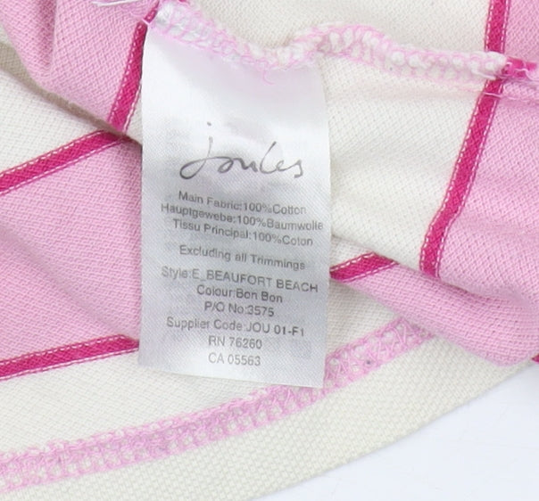 Joules Women's Pink Striped Polo Size 12