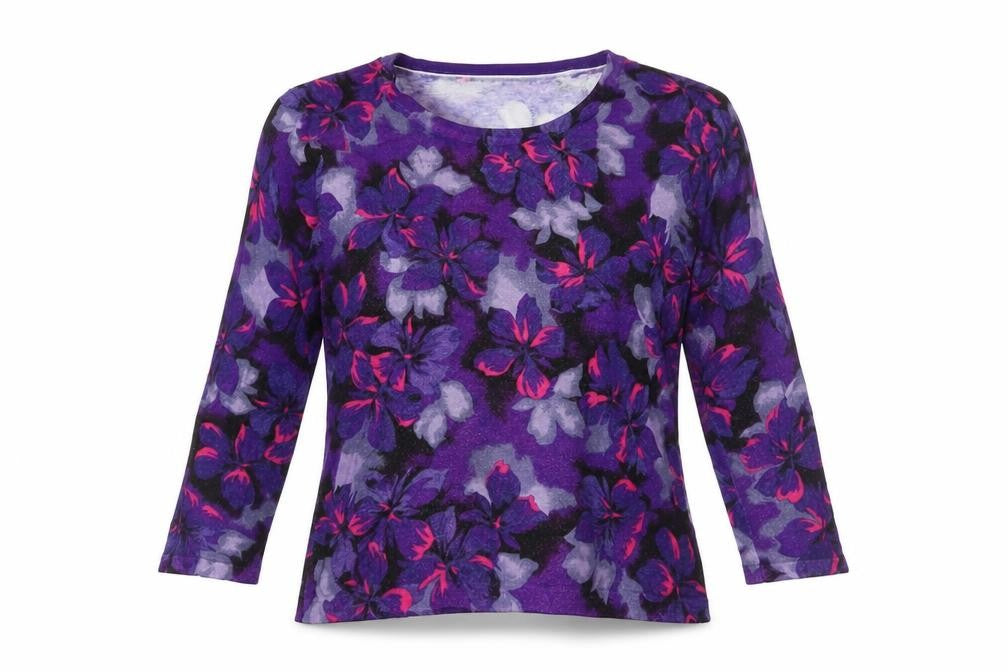 Front view of Precis Women's Purple Floral jumper S