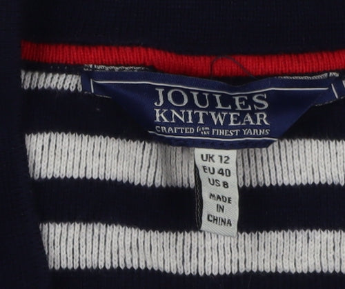 Joules Women's Blue Cardigan Size 12 Striped Knit