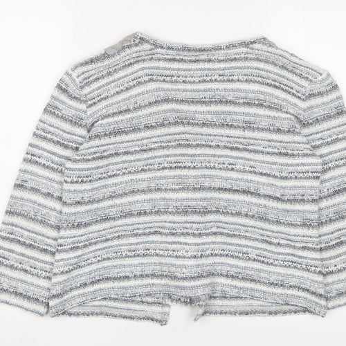 Marks and Spencer Women's Grey Cardigan, M, Striped Knit