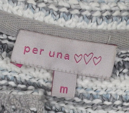 Marks and Spencer Women's Grey Cardigan, M, Striped Knit