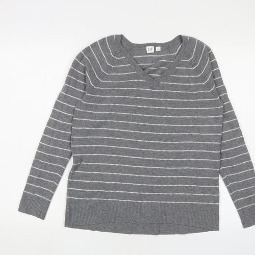 Gap Grey Striped Pullover Jumper, Size S, Unisex