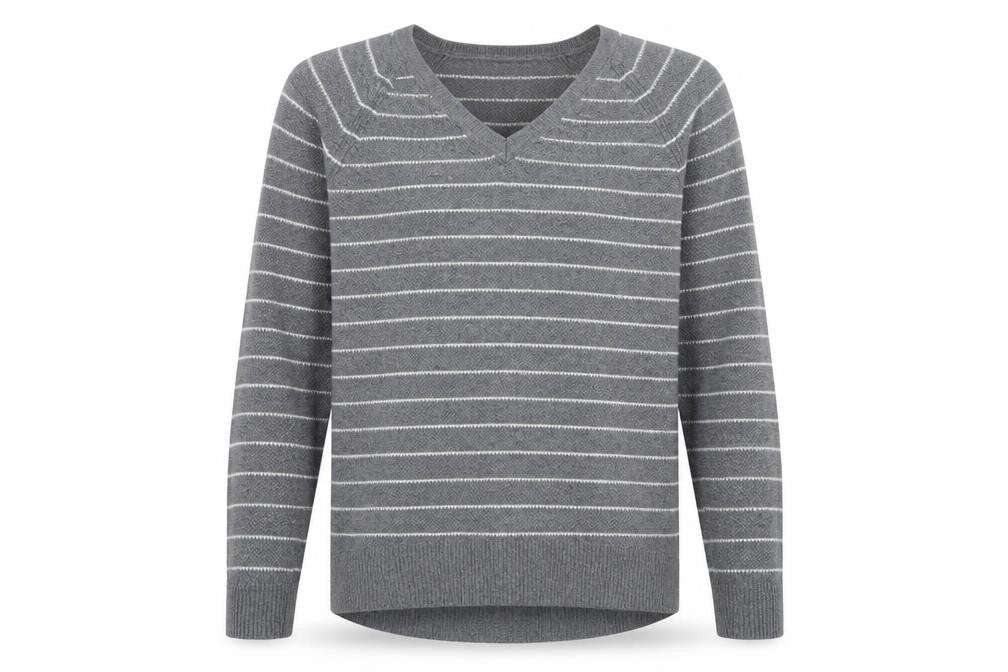 Front view of Gap Grey Striped jumper, size S, unisex