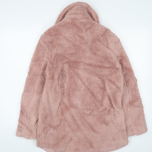 Marks and Spencer Women's Pink Faux Fur Coat, Size 8, New