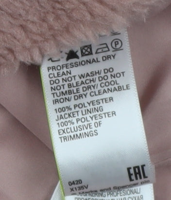 Marks and Spencer Women's Pink Faux Fur Coat, Size 8, New