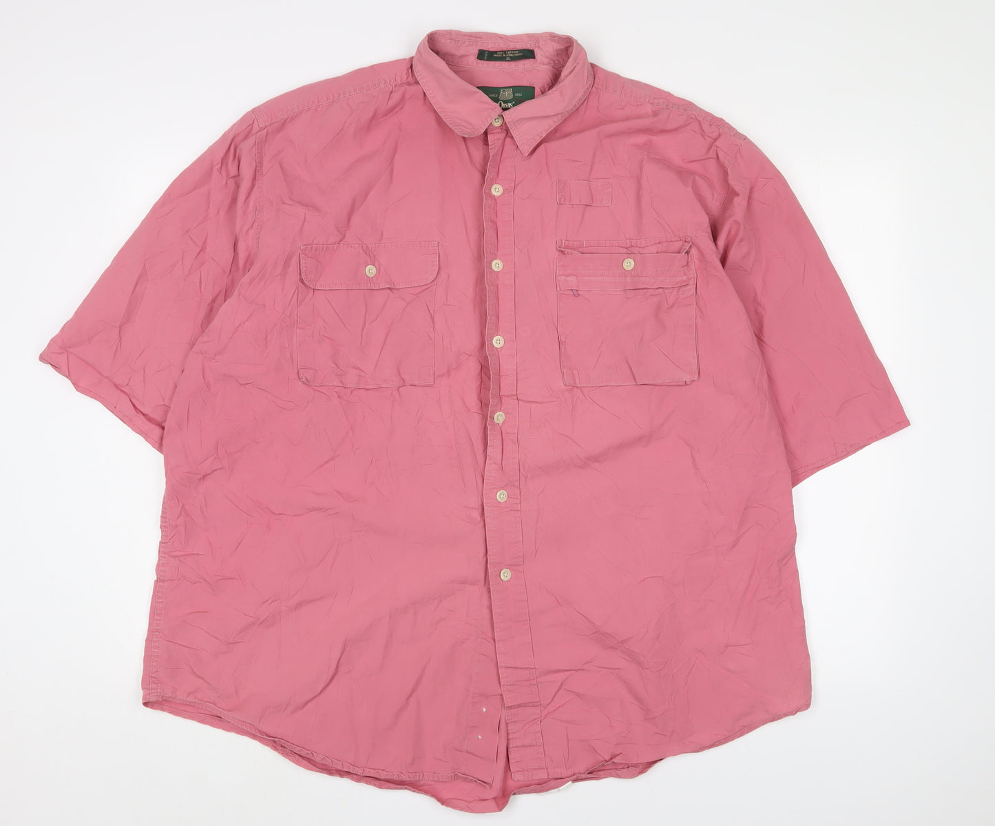 Orvis Men's Pink XL Short Sleeve Cotton Shirt