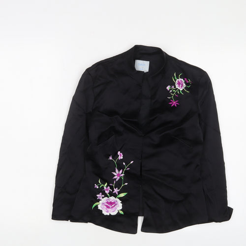 Oasis Women's Black Floral Kimono Blouse Size 8