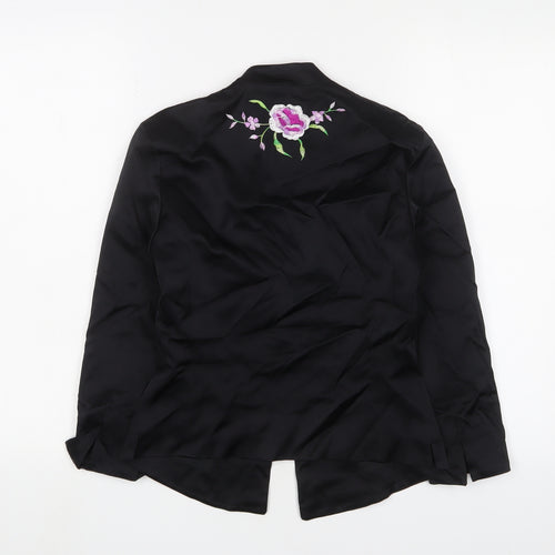 Oasis Women's Black Floral Kimono Blouse Size 8