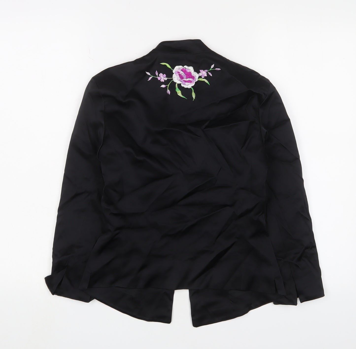 Oasis Women's Black Floral Kimono Blouse Size 8