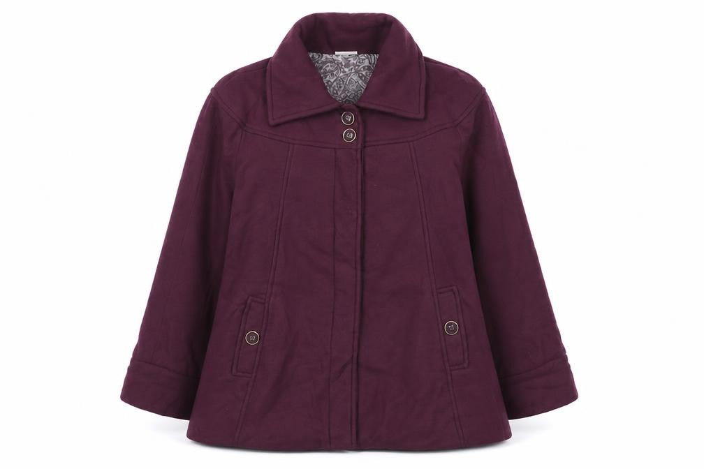 Front view of Anne de Lancay Women's Purple Coat, size 18