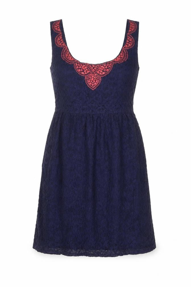 Front view of FatFace Women's Blue A-Line Knee Length Dress