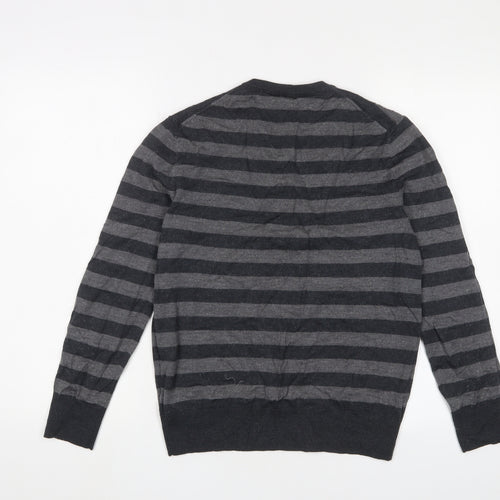 Gap Men's Grey Striped Medium Pullover Jumper