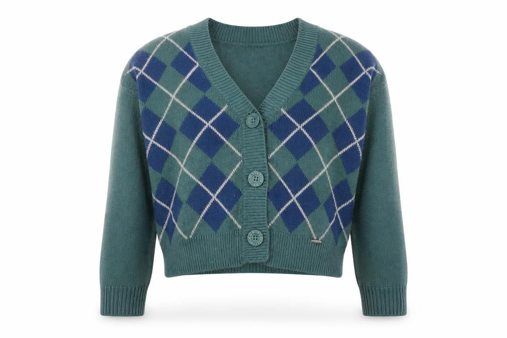 Hollister Women's Green XS Argyle Cardigan