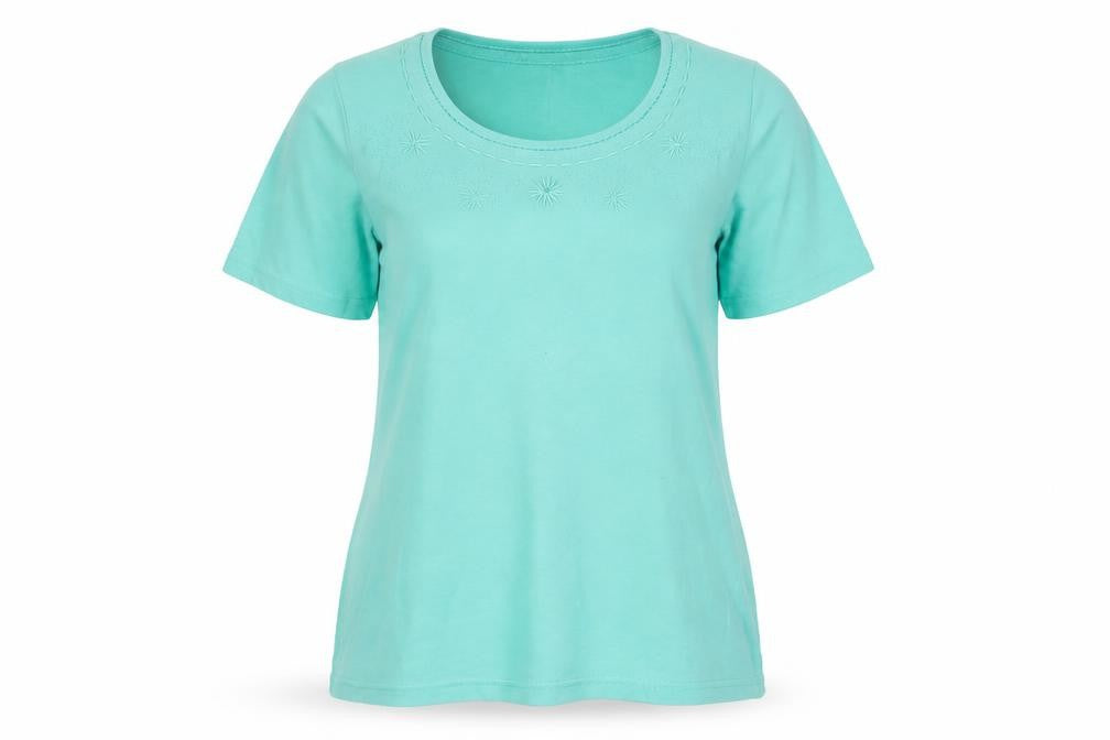 Front view of Honor Millburn Women's Blue Cotton T-Shirt