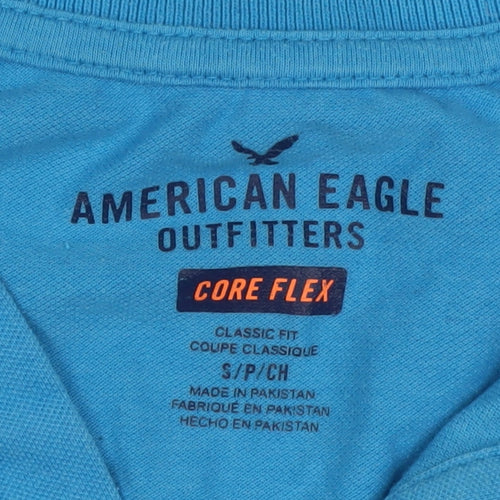 American Eagle Men's Blue Polo Shirt - Size S