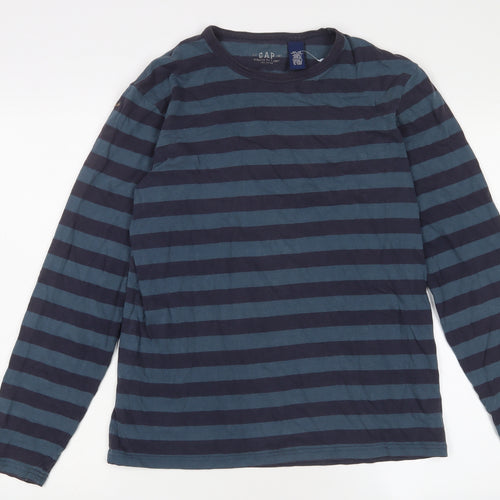 GAP Men's XS Blue Striped Long Sleeve T-Shirt