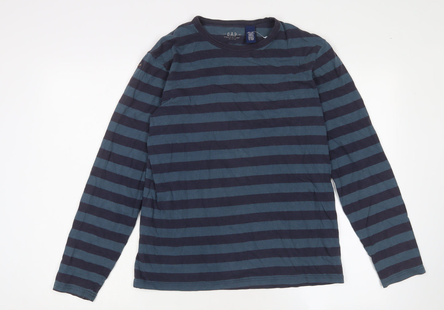 GAP Men's XS Blue Striped Long Sleeve T-Shirt